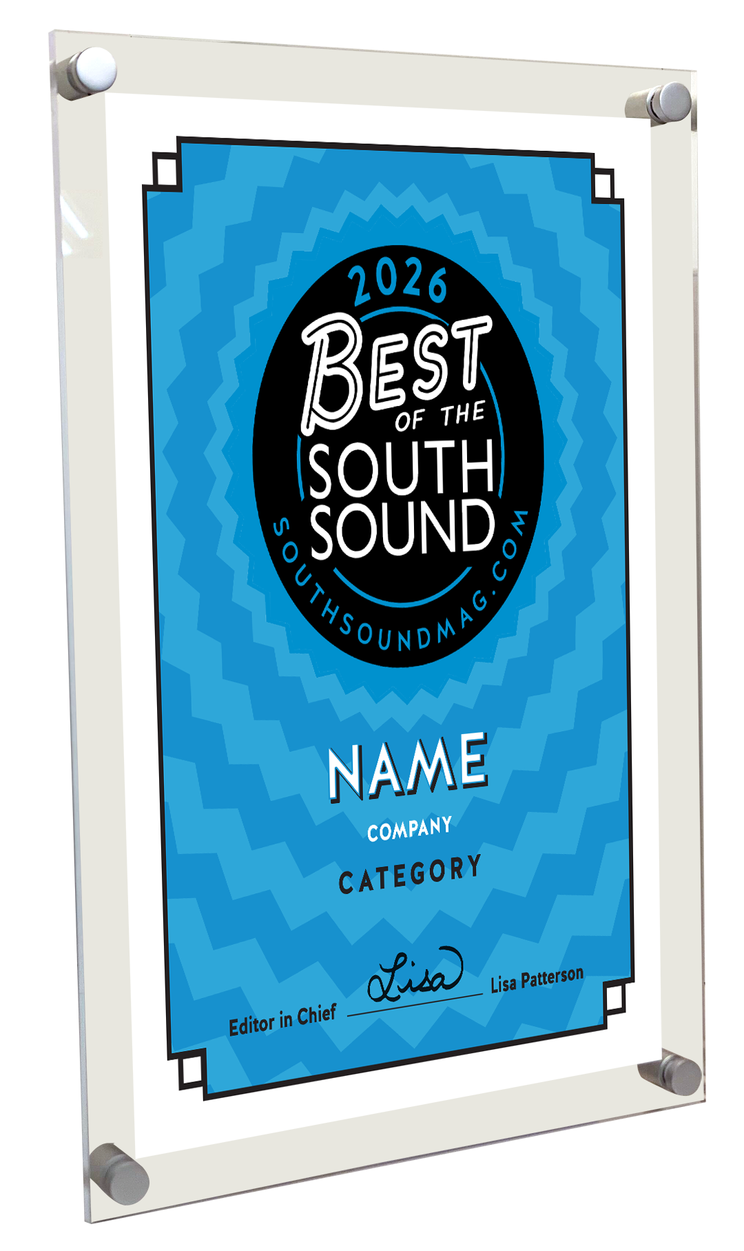 Best of South Sound Magazine Award Plaques - Acrylic Standoff