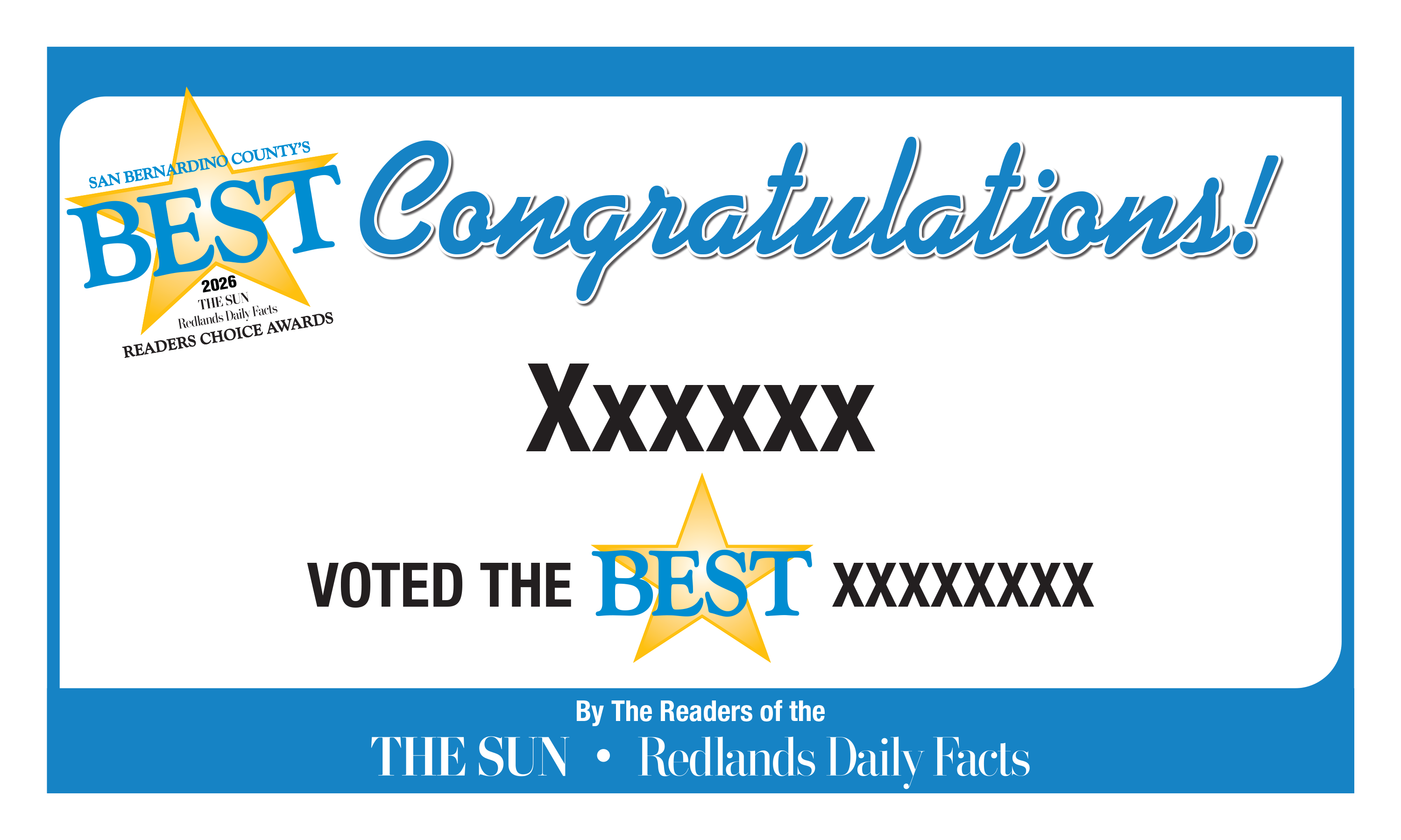The Sun & Daily Facts Best Of Certificate and Readers Choice Award | Outdoor Banners