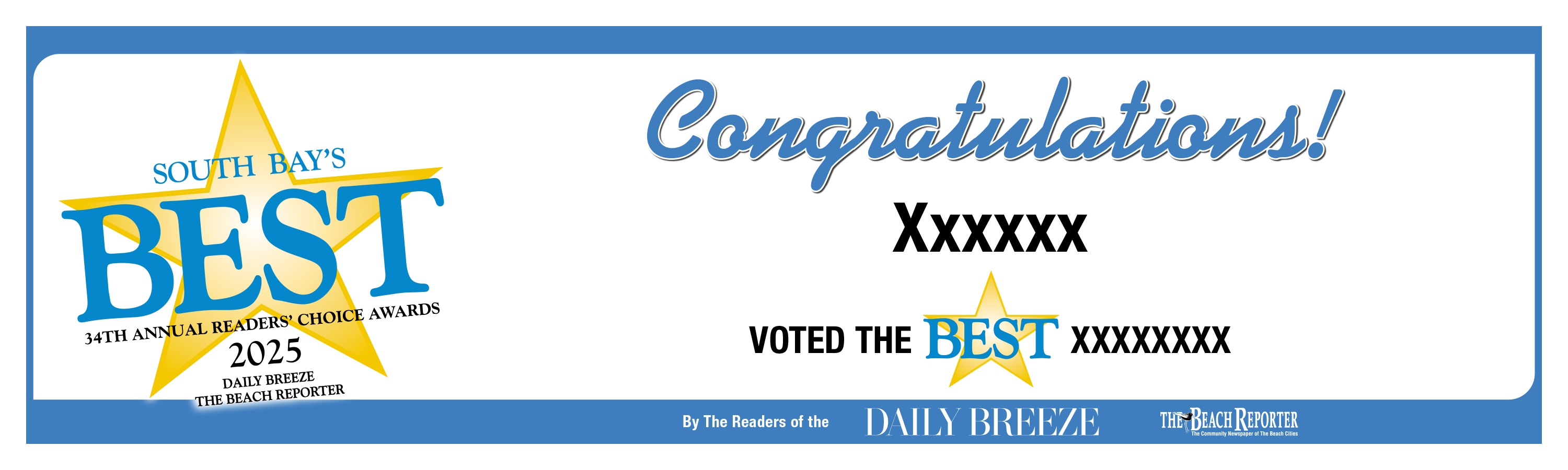 South Bay's Best Of Certificate and Readers Choice Award | Outdoor Banners