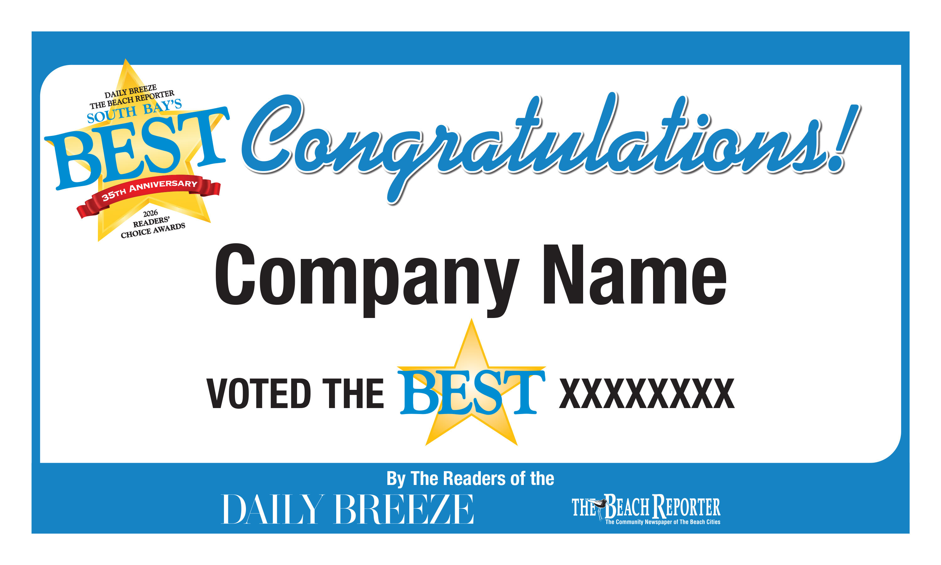 South Bay's Best Of Certificate and Readers Choice Award | Outdoor Banners