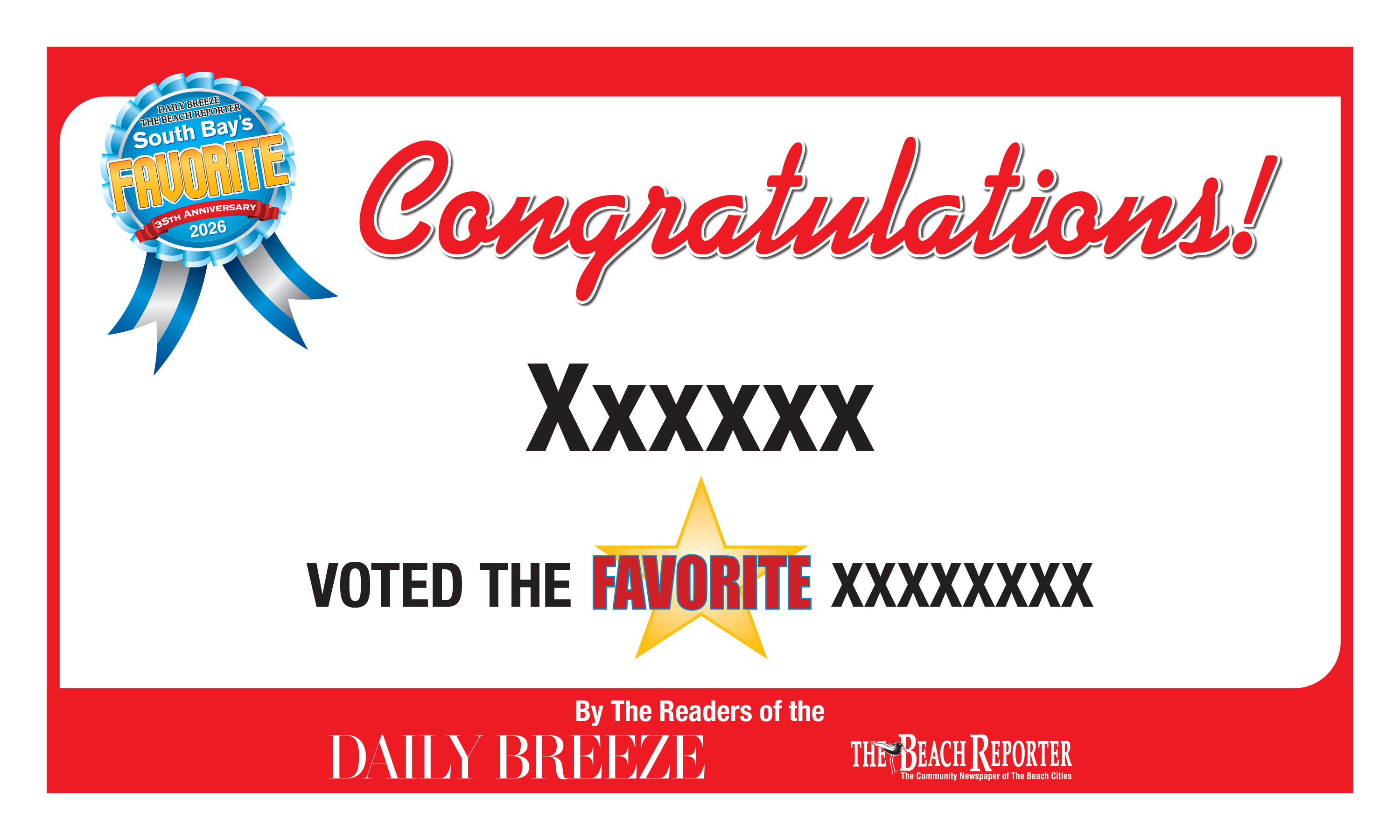 South Bay's Best Of Certificate and Readers Choice Award | Outdoor Banners