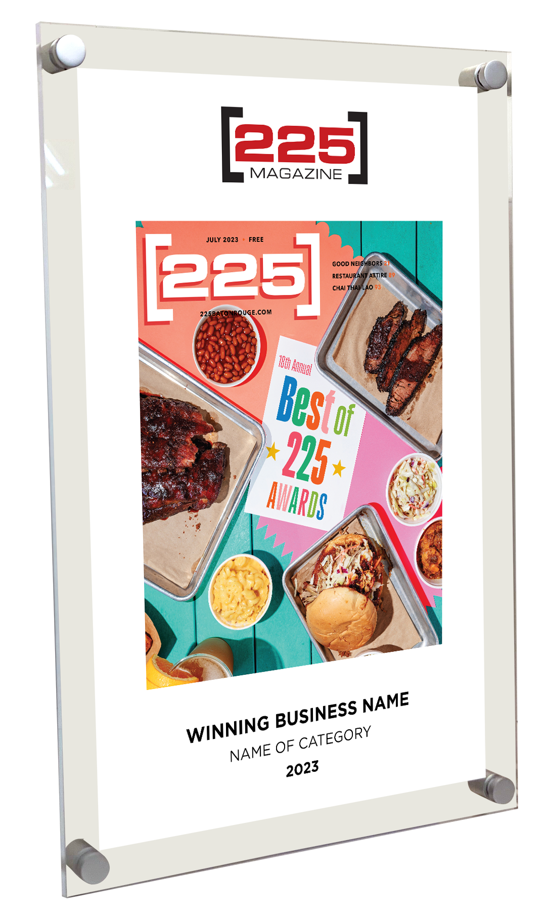 Best Of 225 Magazine Cover Plaque - Acrylic Standoff