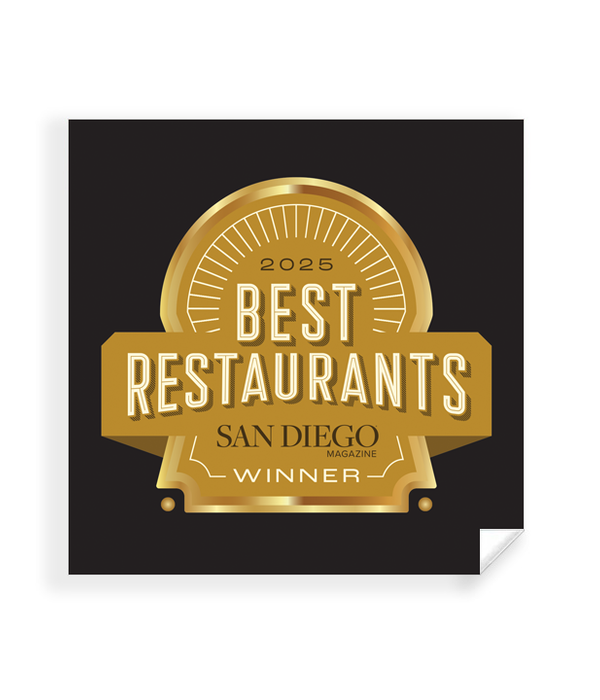 San Diego Magazine "Best Restaurants" Award - Window Decal