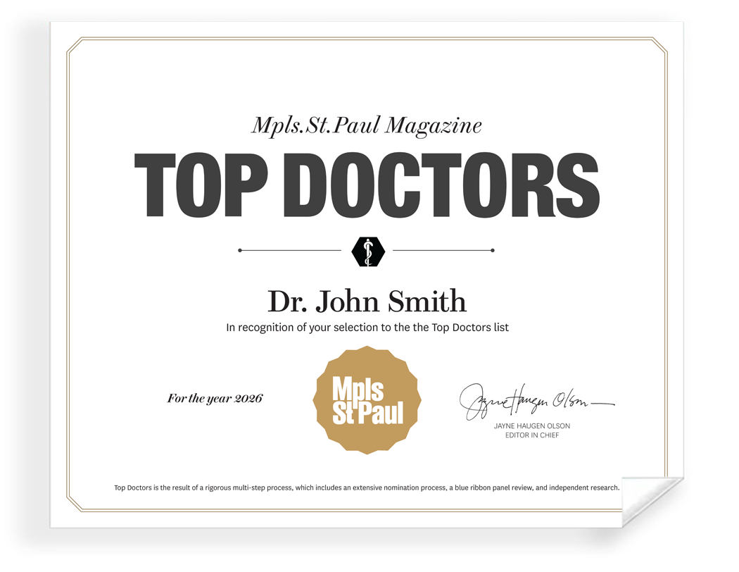 Mpls St. Paul - Top Doctors Awards - Certificate