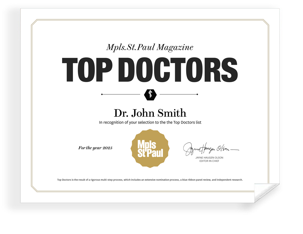 Mpls St. Paul - Top Doctors Awards - Certificate