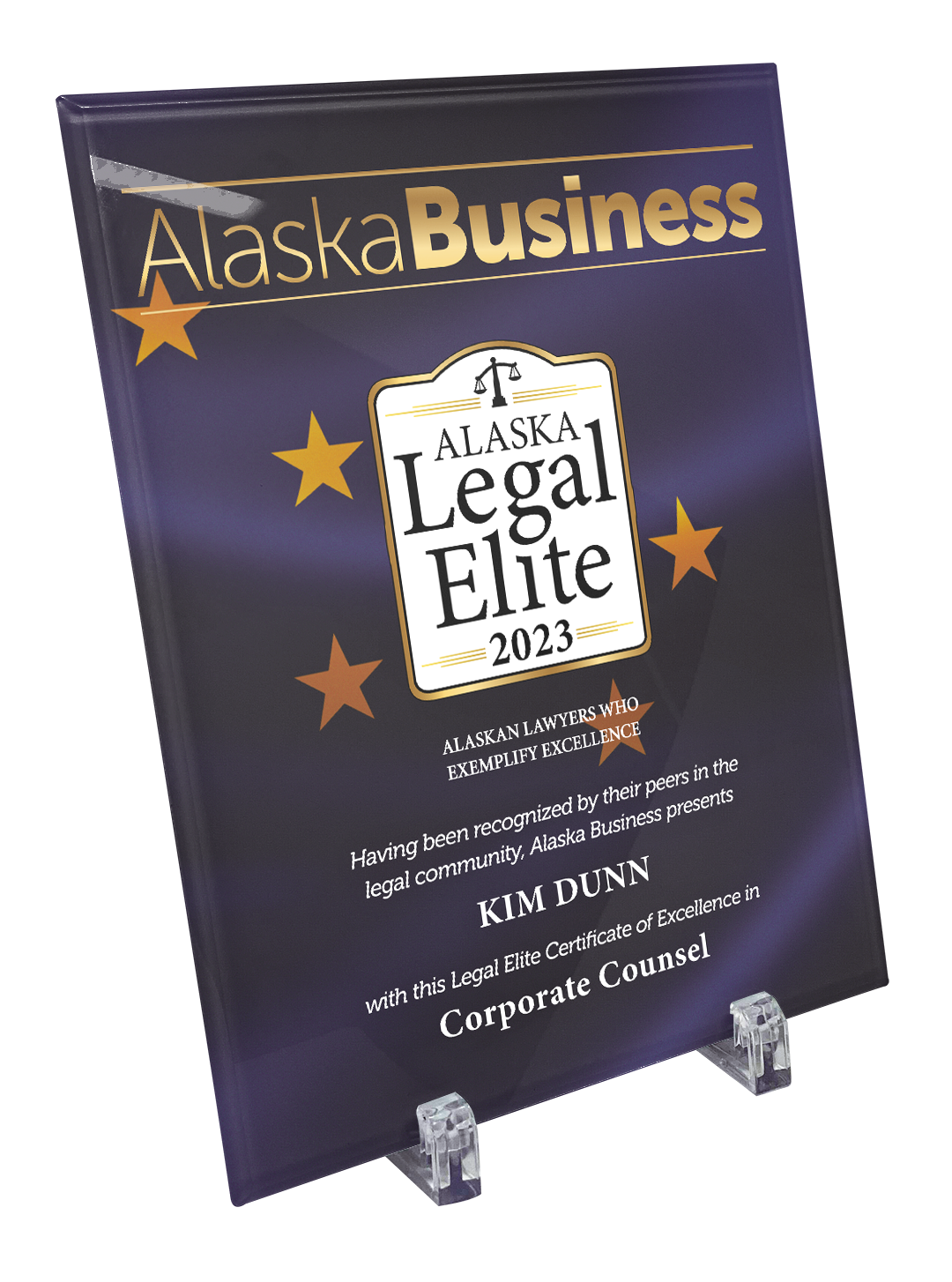 Commemorative Alaska Legal Elite Crystal Plaque
