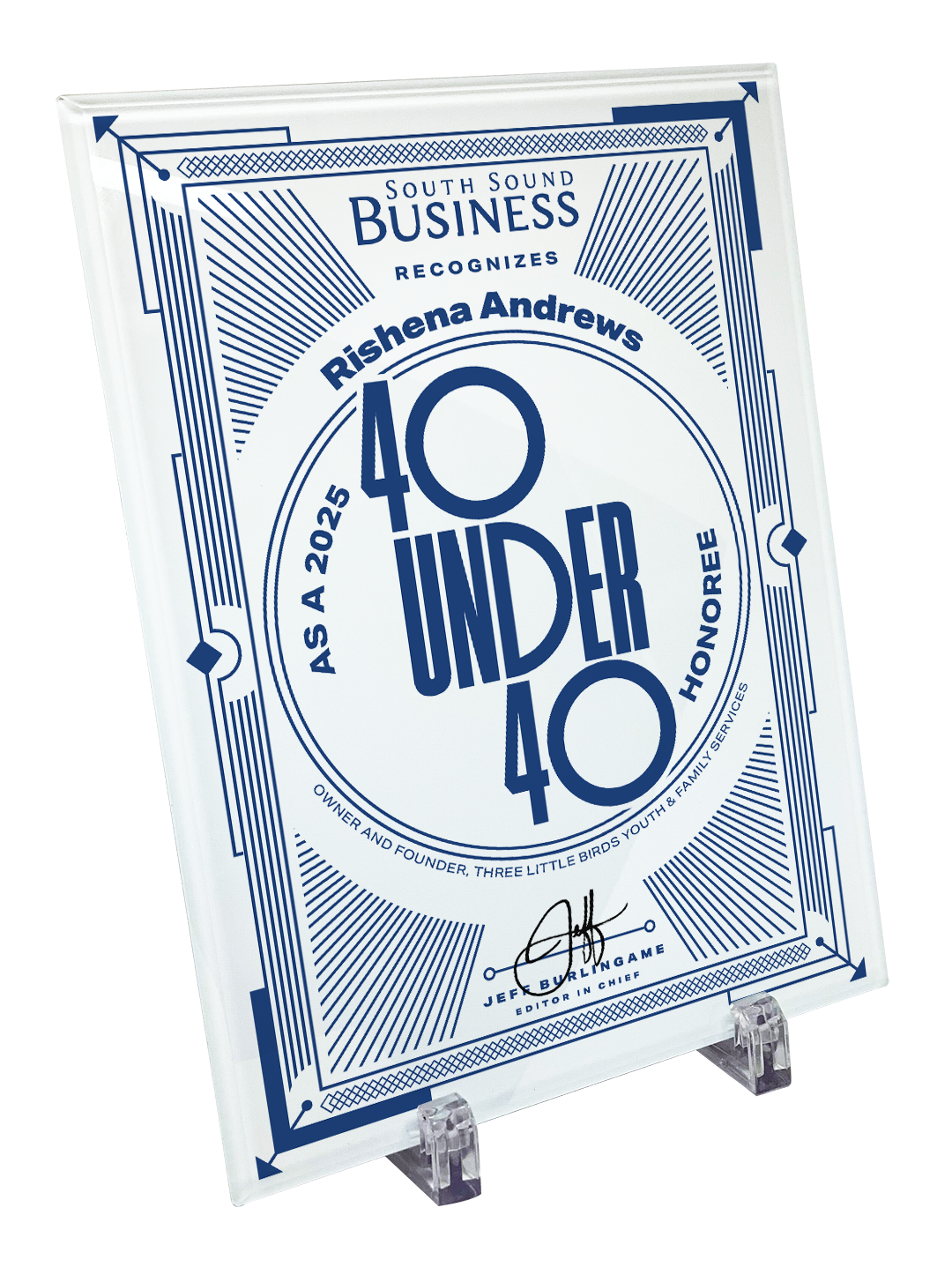 South Sound Business Magazine 40 Under 40 Awards - Crystal Glass