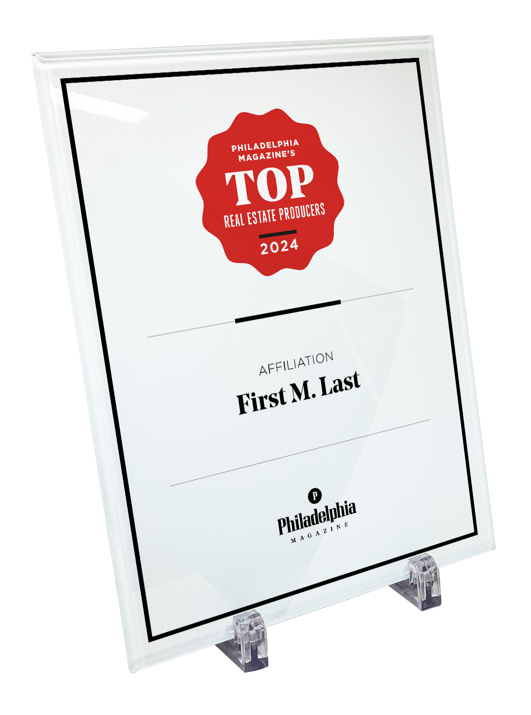 Philadelphia magazine Top Real Estate Producers Award - Glass