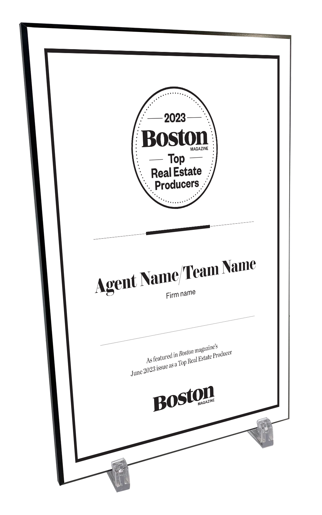 Boston Magazine Top Real Estate Producers Plaques