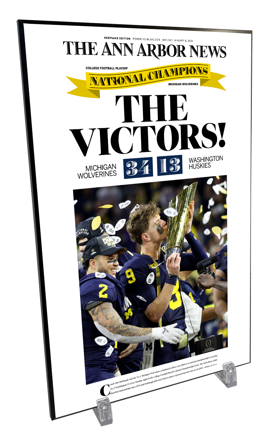 Michigan - 2023 College Football National Championship (Ann Arbor News) - Wood Plaque