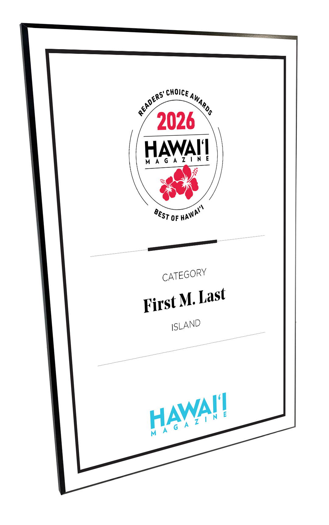 Hawaii Magazine: Reader's Choice Awards - Plaque