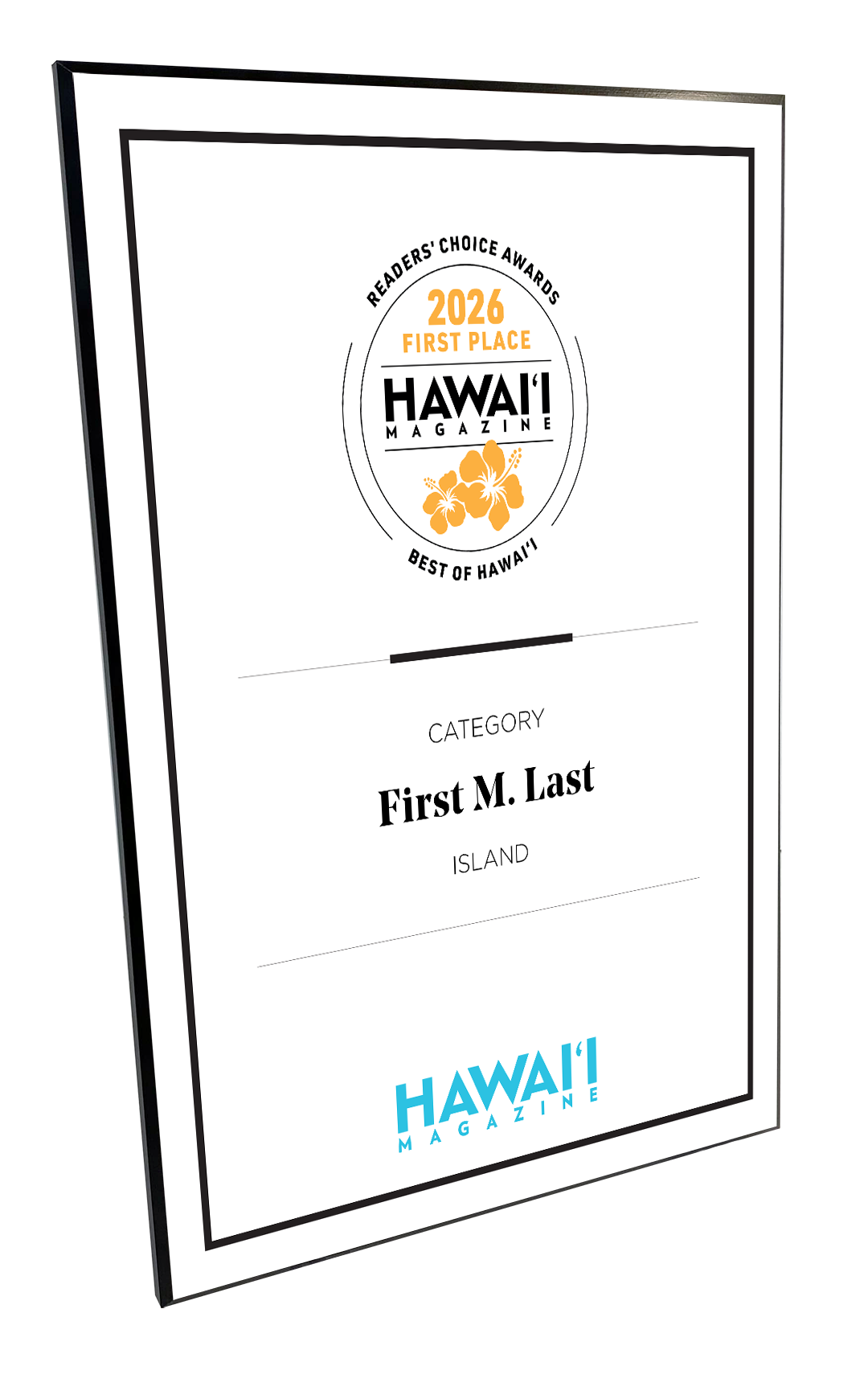 Hawaii Magazine: Reader's Choice Awards - Plaque