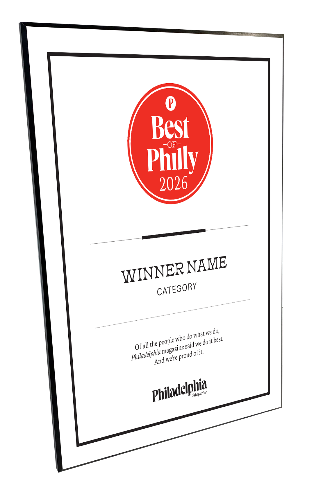 Philadelphia magazine Best of Philly Plaques