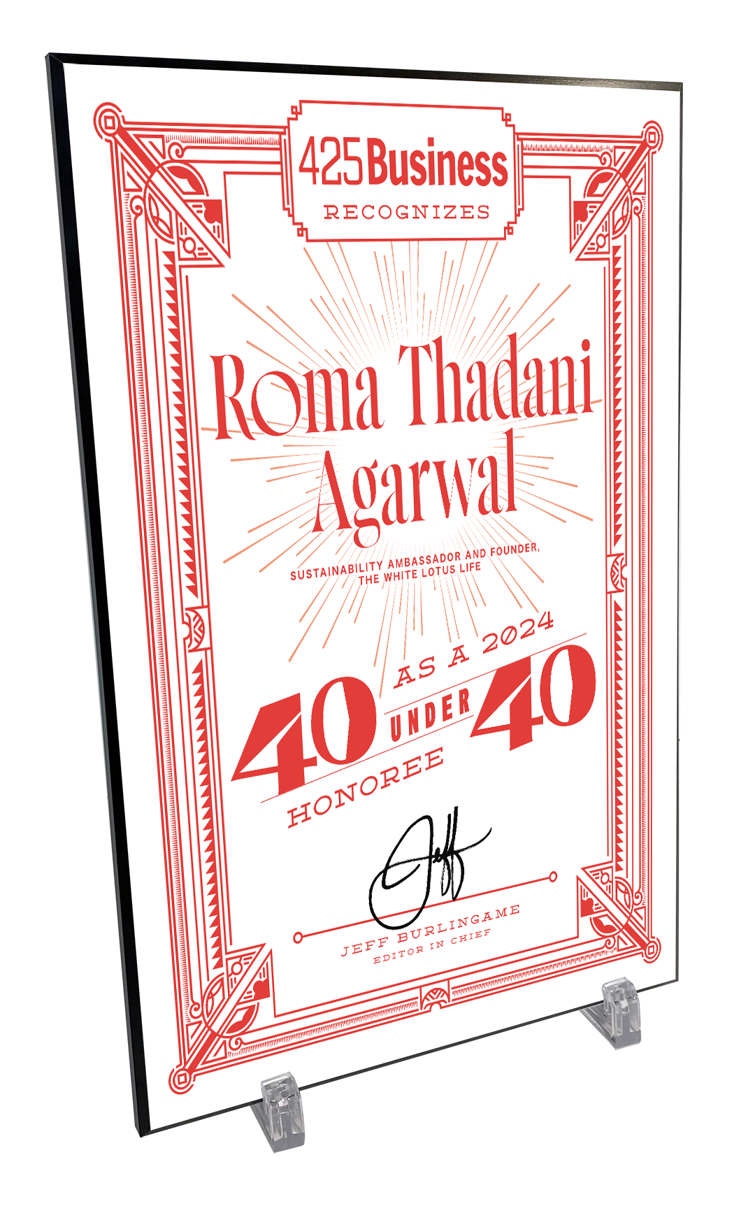 425 Business Magazine 40 Under 40 Award - Plaque