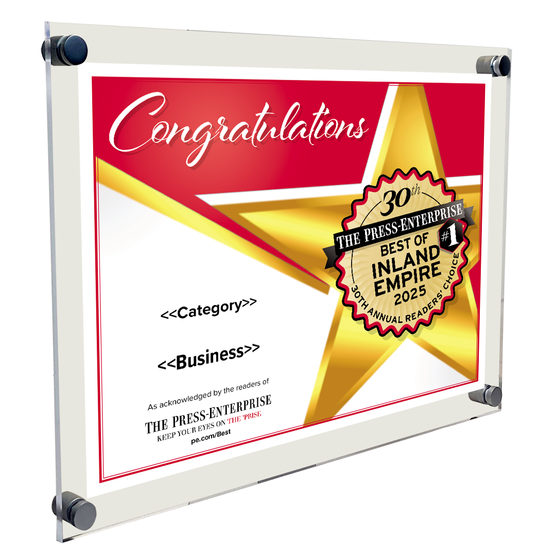 Best of Inland Empire Readers Choice Certificate - 10