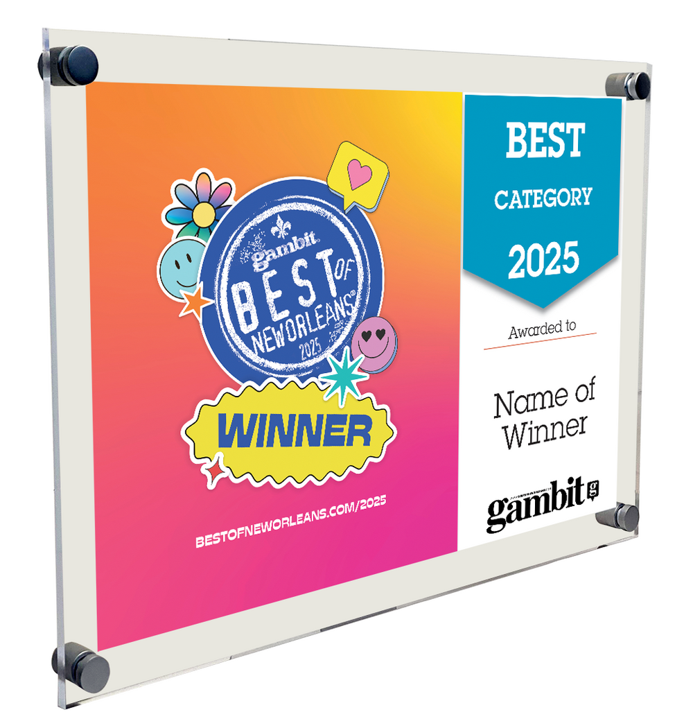 Gambit "Best of New Orleans" Award Plaque - Acrylic Standoff