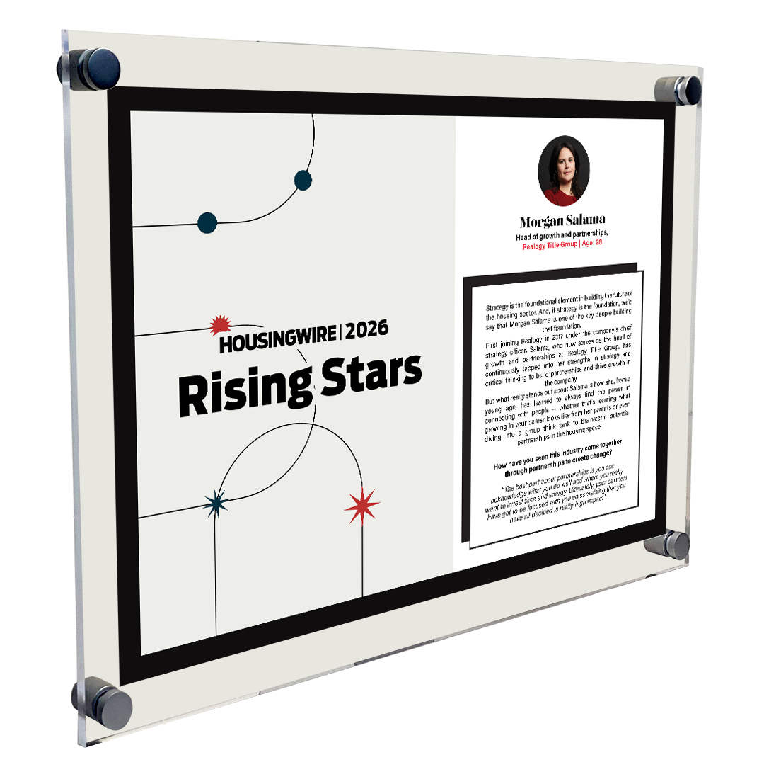 HousingWire Editorial Award Programs Profile Spread Plaque - Acrylic Standoff