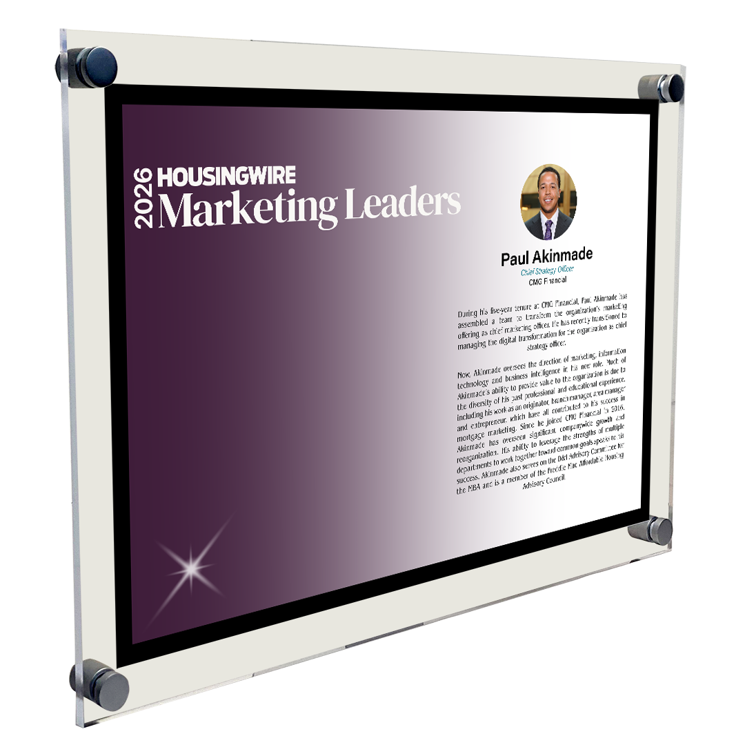 HousingWire Editorial Award Programs Profile Spread Plaque - Acrylic Standoff