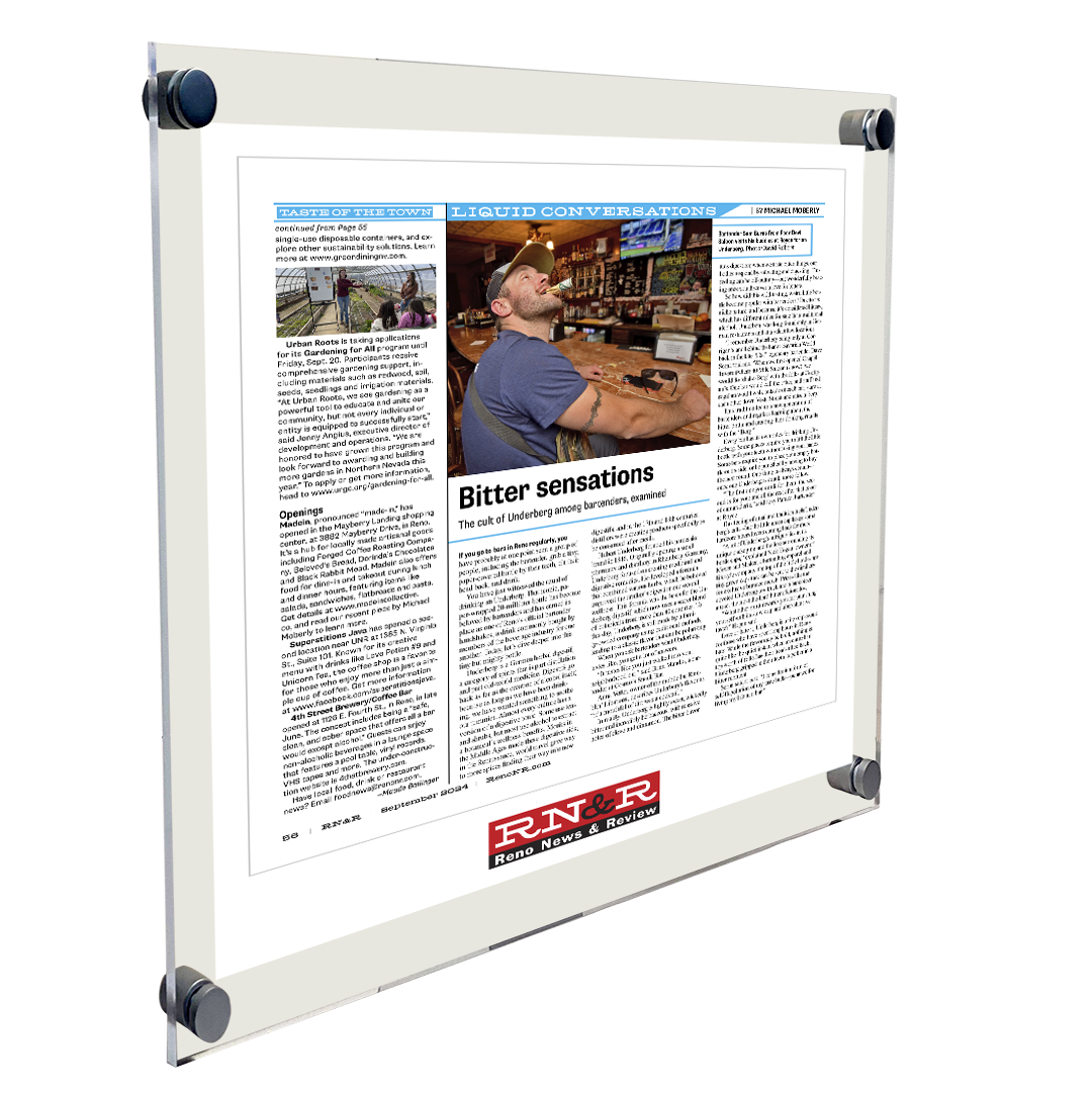 Reno News & Review Articles - Acrylic Standoff