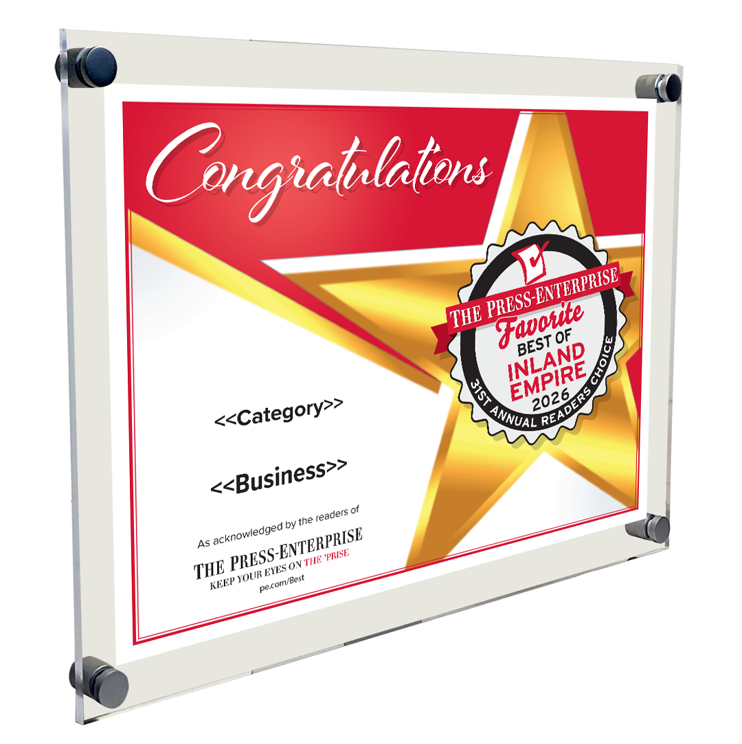 Best of Inland Empire Readers Choice Certificate - 10