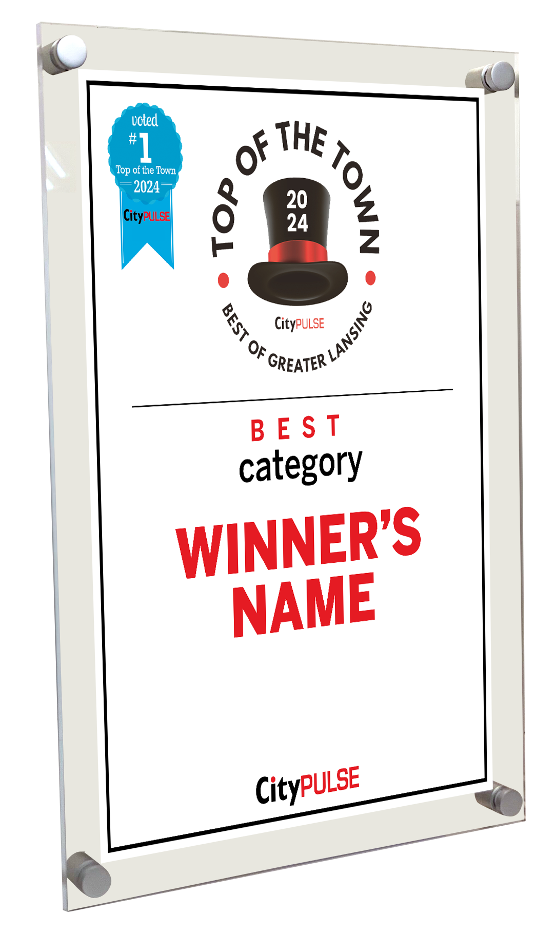 City Pulse: Top of the Town Awards - Acrylic Plaques