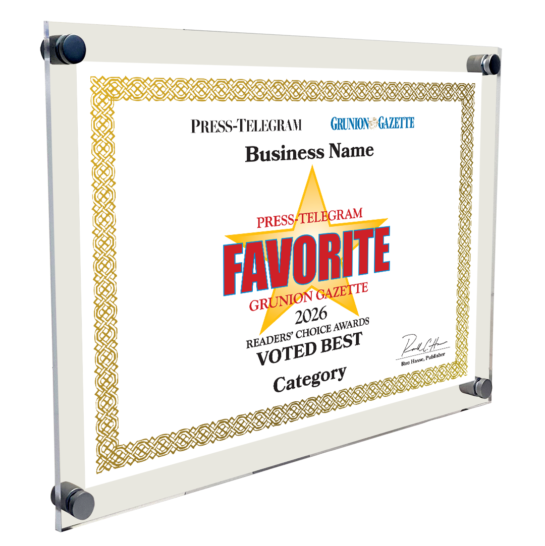 Press Telegram Best Of and Readers Choice Certificate - 10