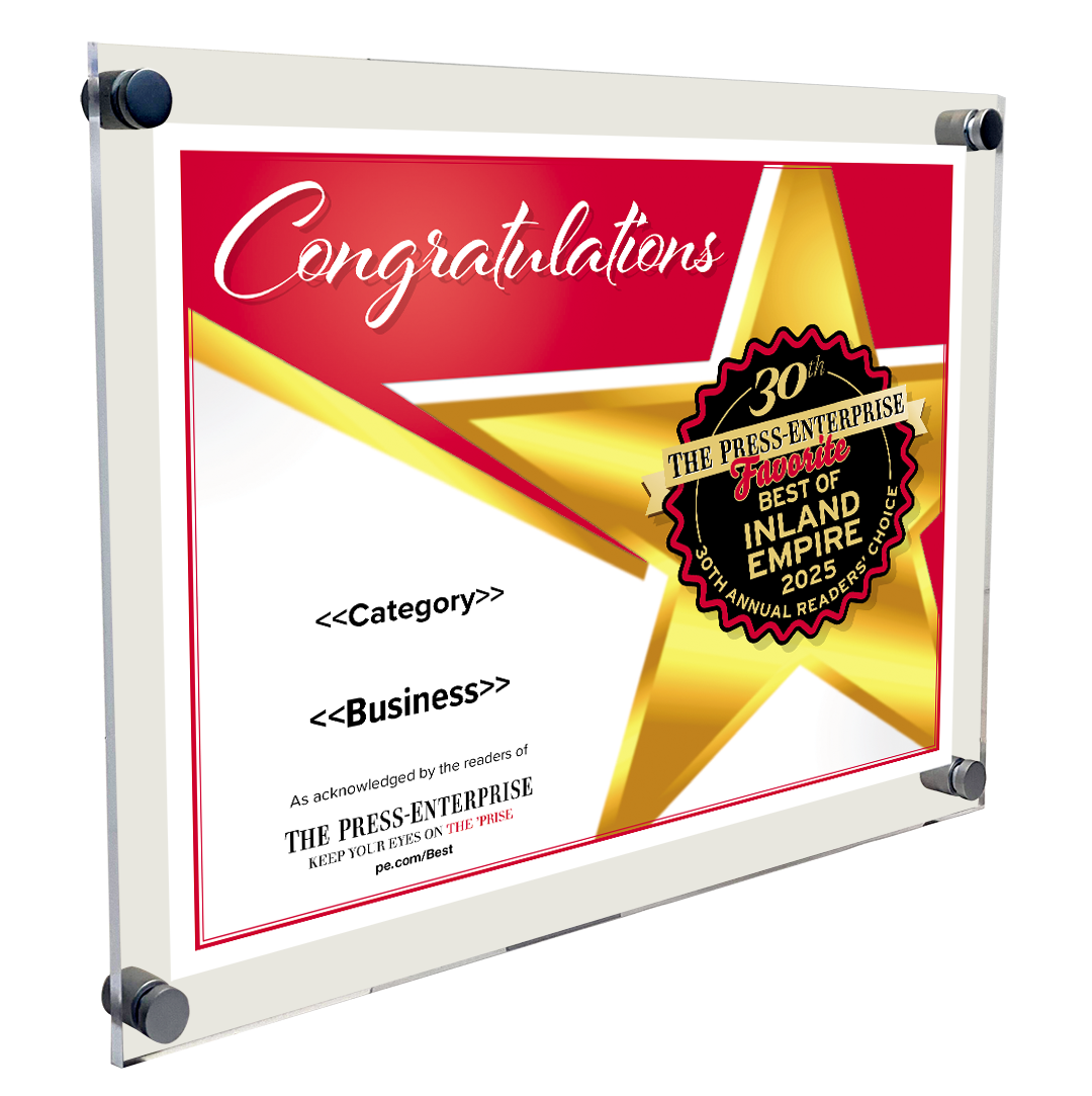 Best of Inland Empire Readers Choice Certificate - 10