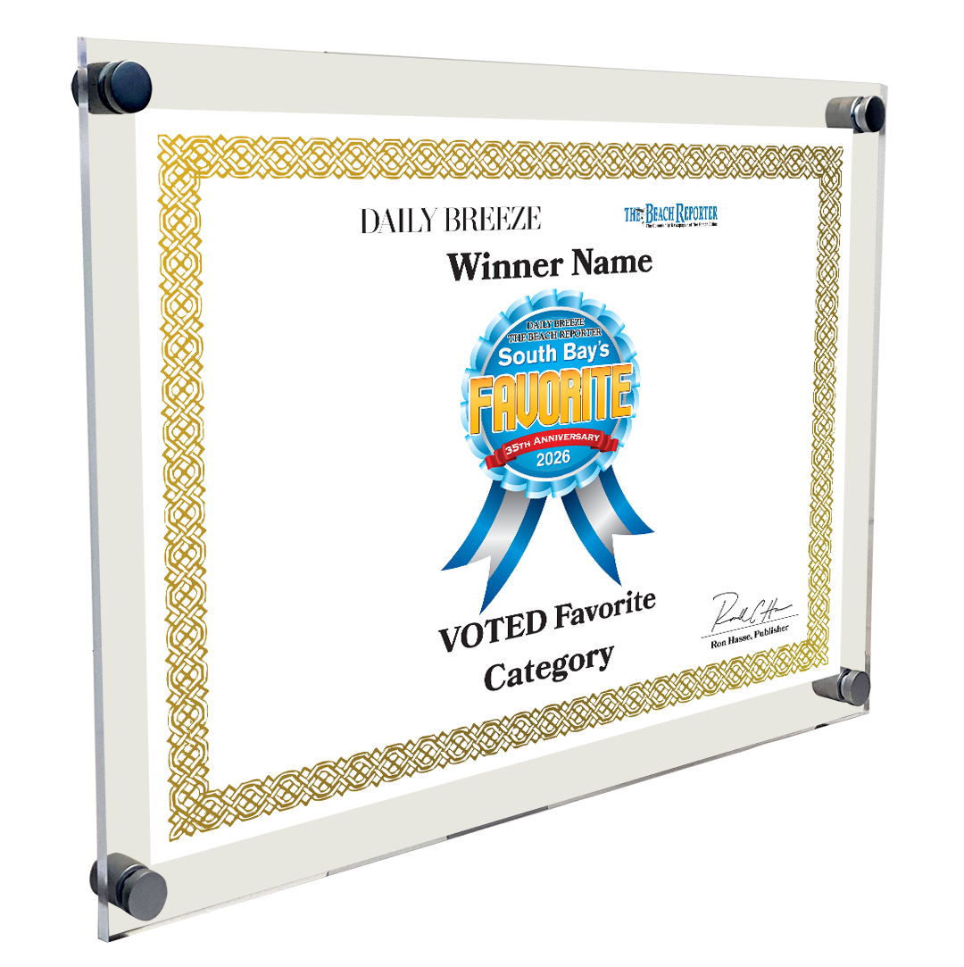 South Bay's Best Of and Readers Choice Certificate - 10
