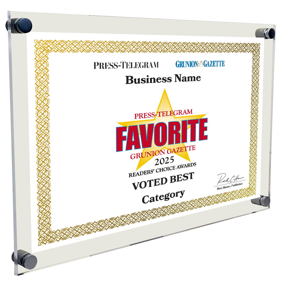 Press Telegram Best Of and Readers Choice Certificate - 10