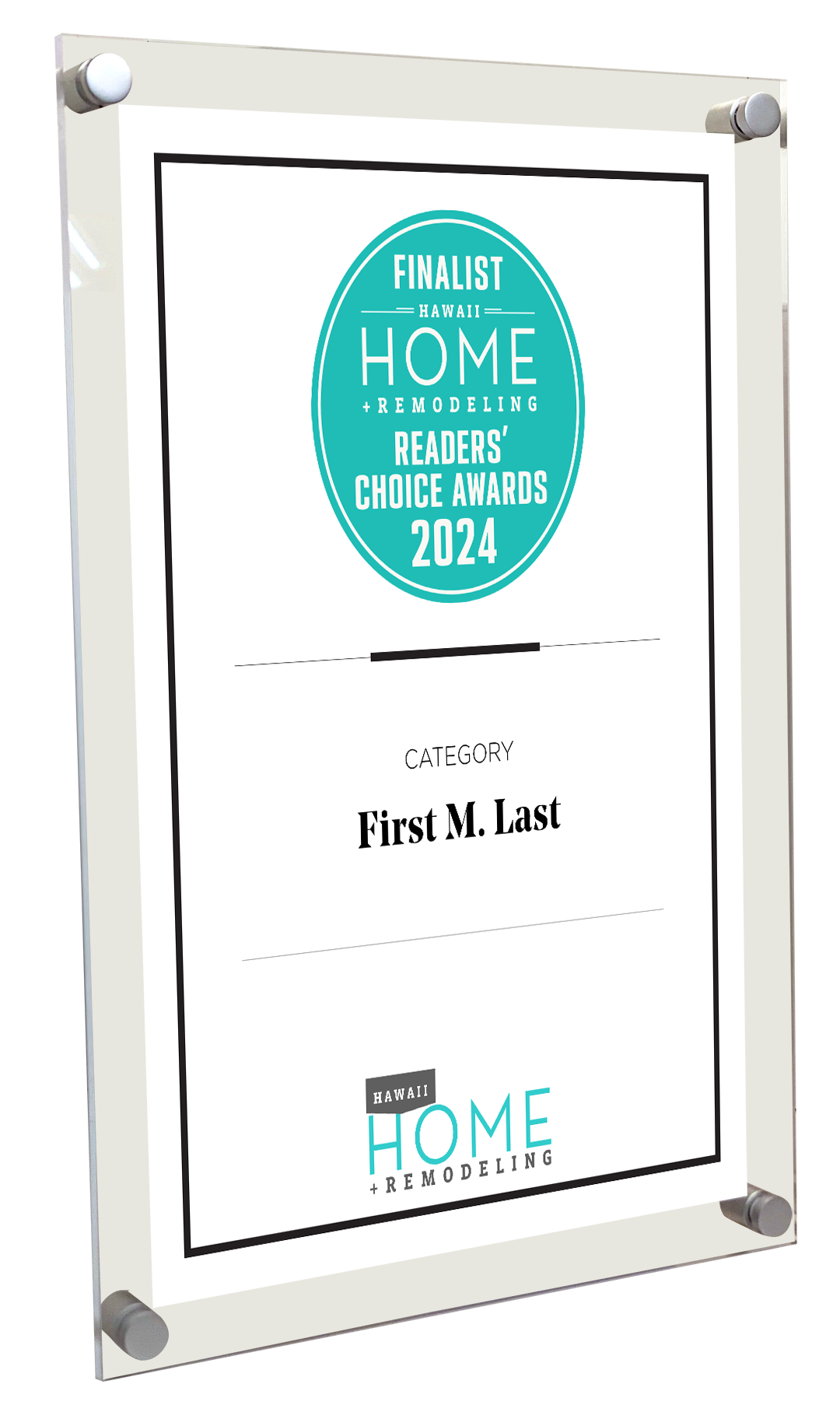 Hawaii Home and Remodeling: Reader's Choice Awards - Acrylic Plaque