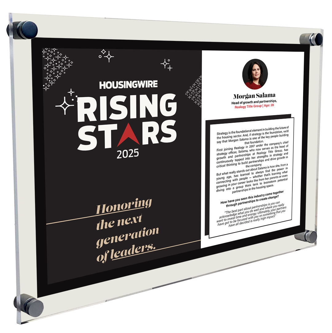 HousingWire Editorial Award Programs Profile Spread Plaque - Acrylic Standoff