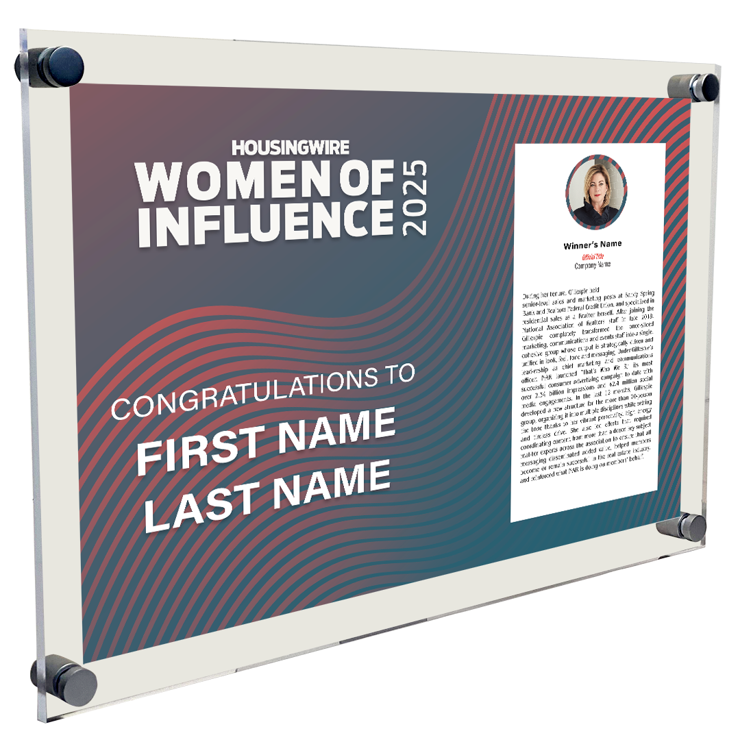 HousingWire Editorial Award Programs Profile Spread Plaque - Acrylic Standoff