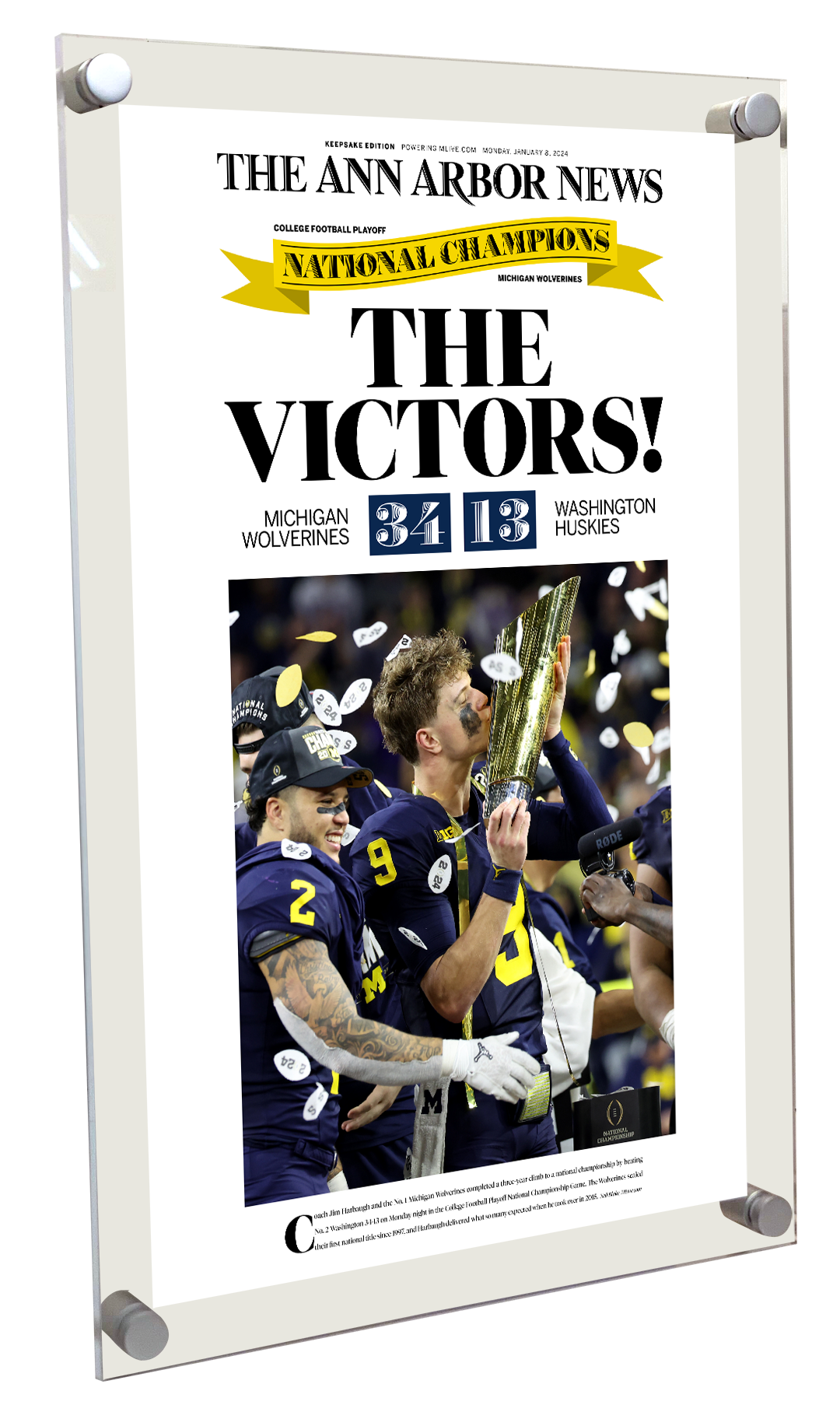 Michigan - 2023 College Football National Championship (Ann Arbor News) - Acrylic Plaque