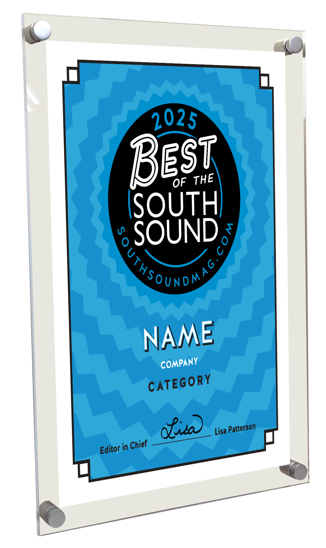 Best of South Sound Magazine Award Plaques - Acrylic Standoff