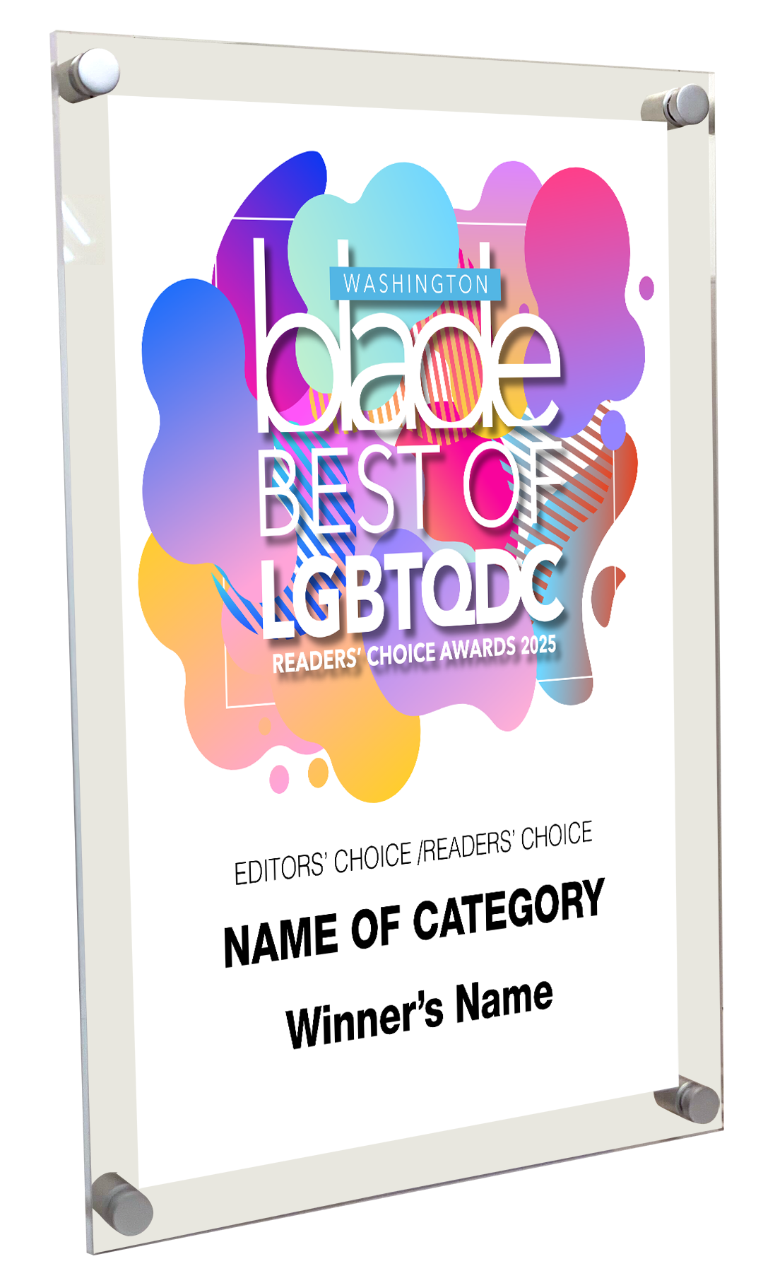 Washington Blade Best of LGBTQ DC Award - Acrylic Standoff Plaque