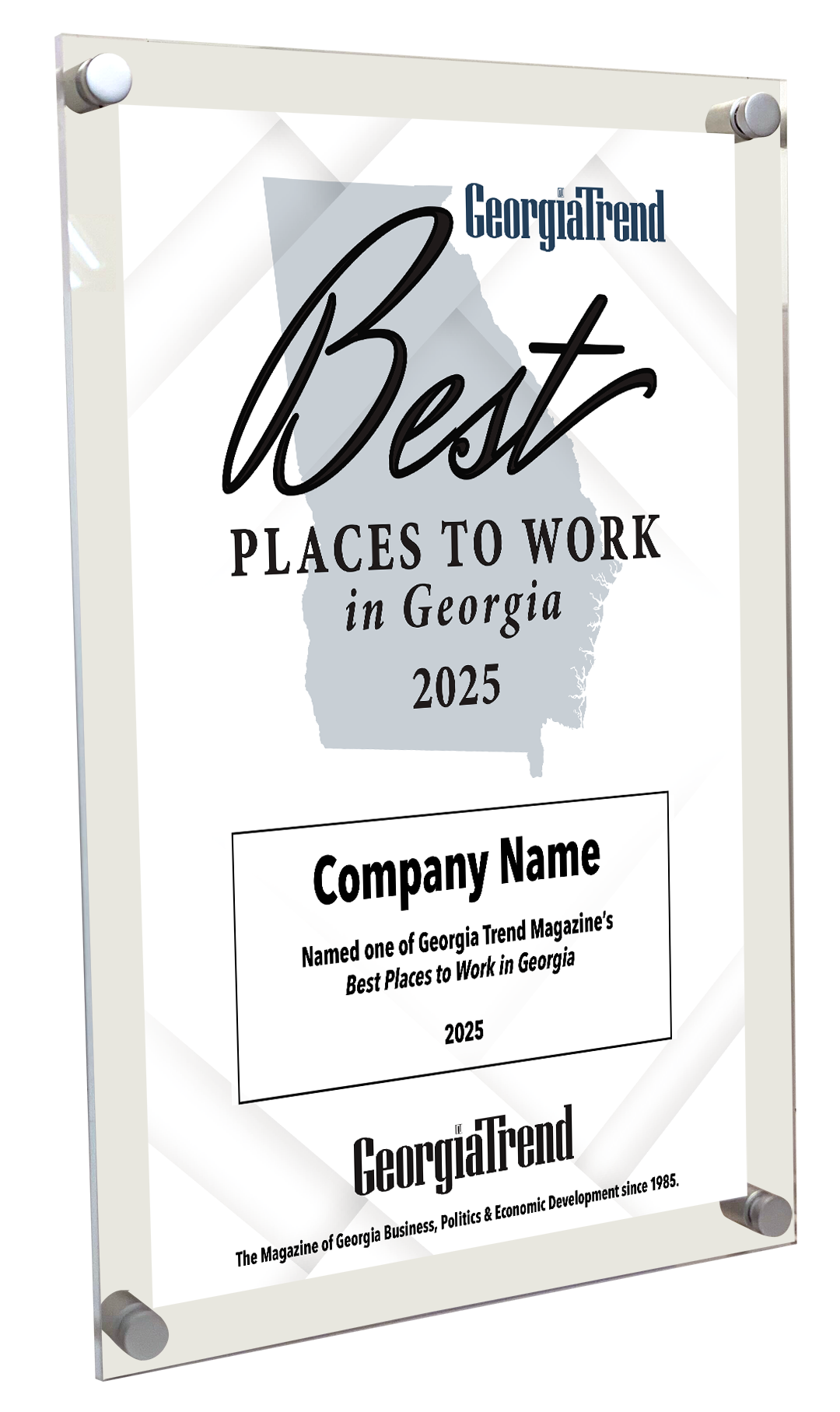 Georgia Trend: Best Places to Work in Georgia - Acrylic Standoff Plaque