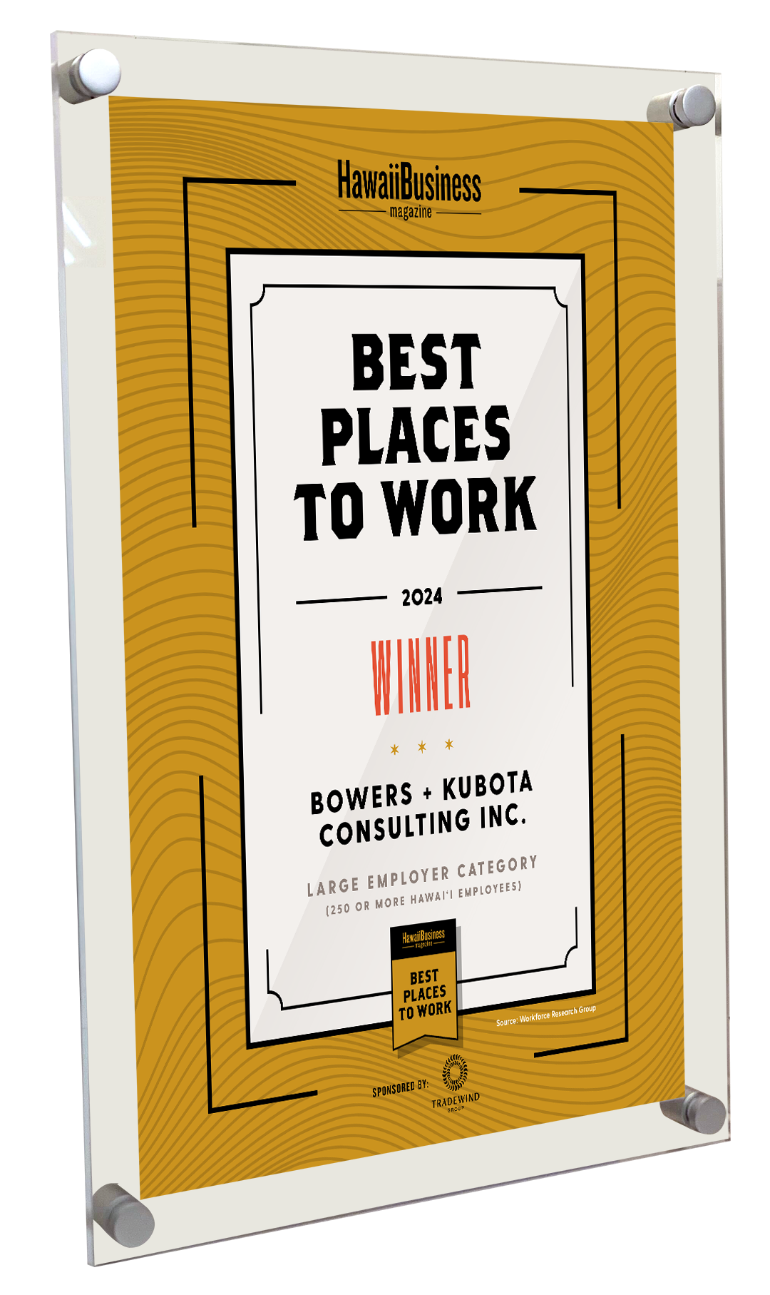 Hawaii Business Best Places to Work - Acrylic Plaque