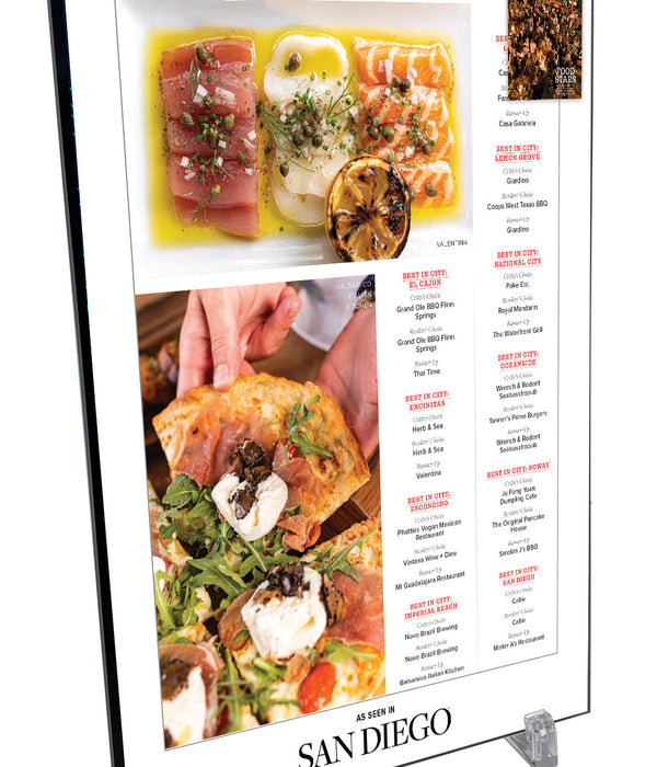 San Diego Magazine "Best Restaurants" Article with Cover Plaque