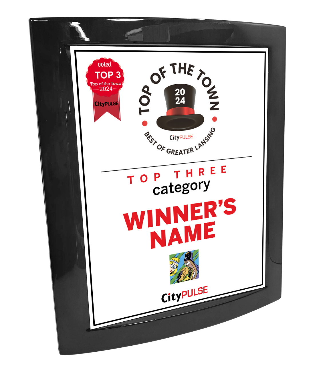 City Pulse: Top of the Town Awards - Eclipse Plaque with Metal Inlay