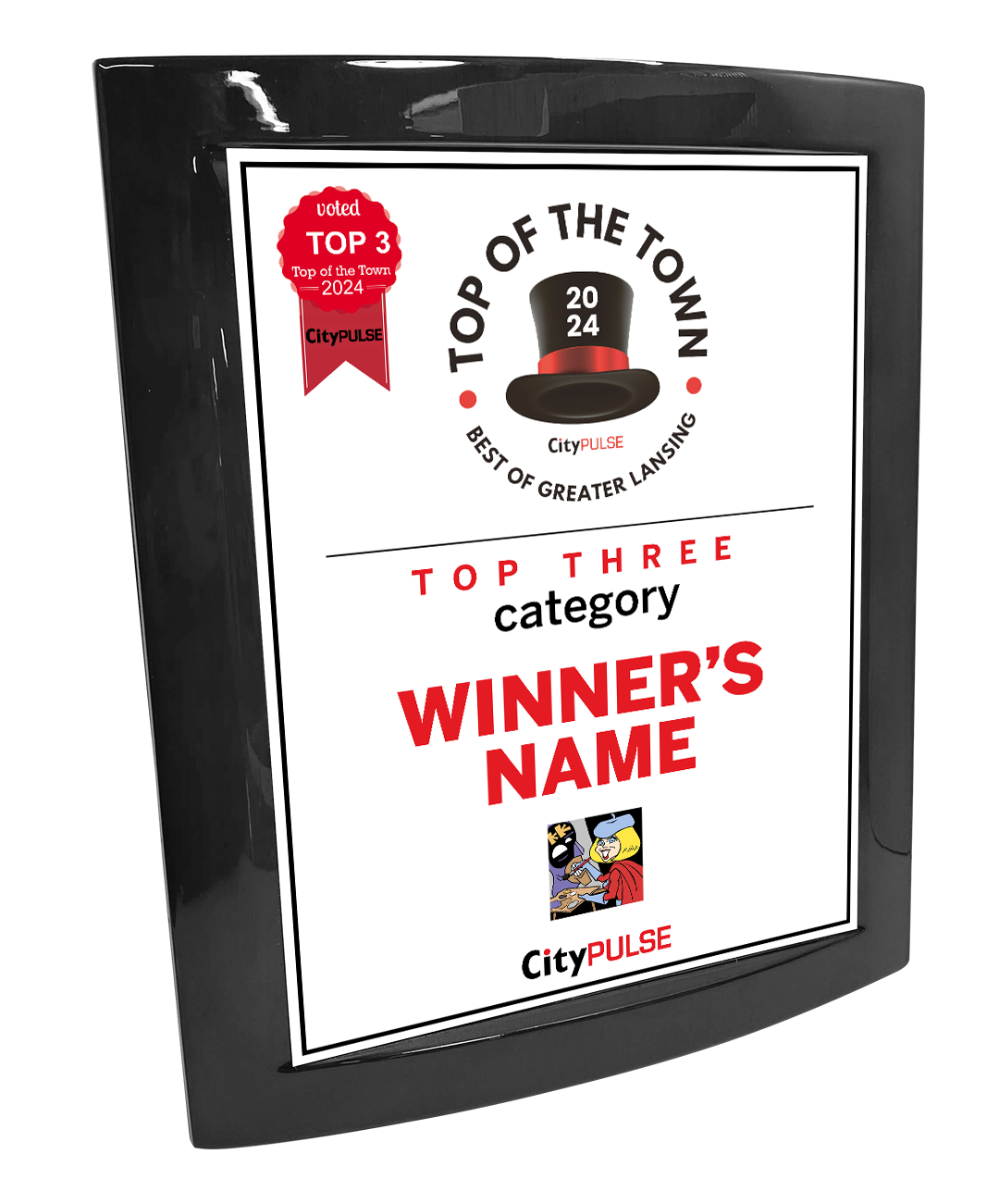 City Pulse: Top of the Town Awards - Eclipse Plaque with Metal Inlay