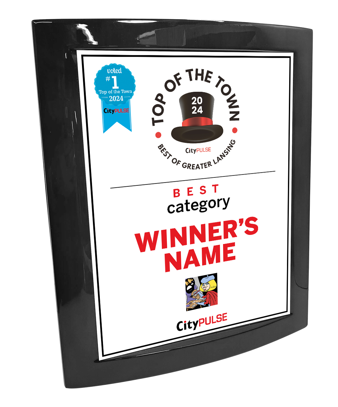 City Pulse: Top of the Town Awards - Eclipse Plaque with Metal Inlay