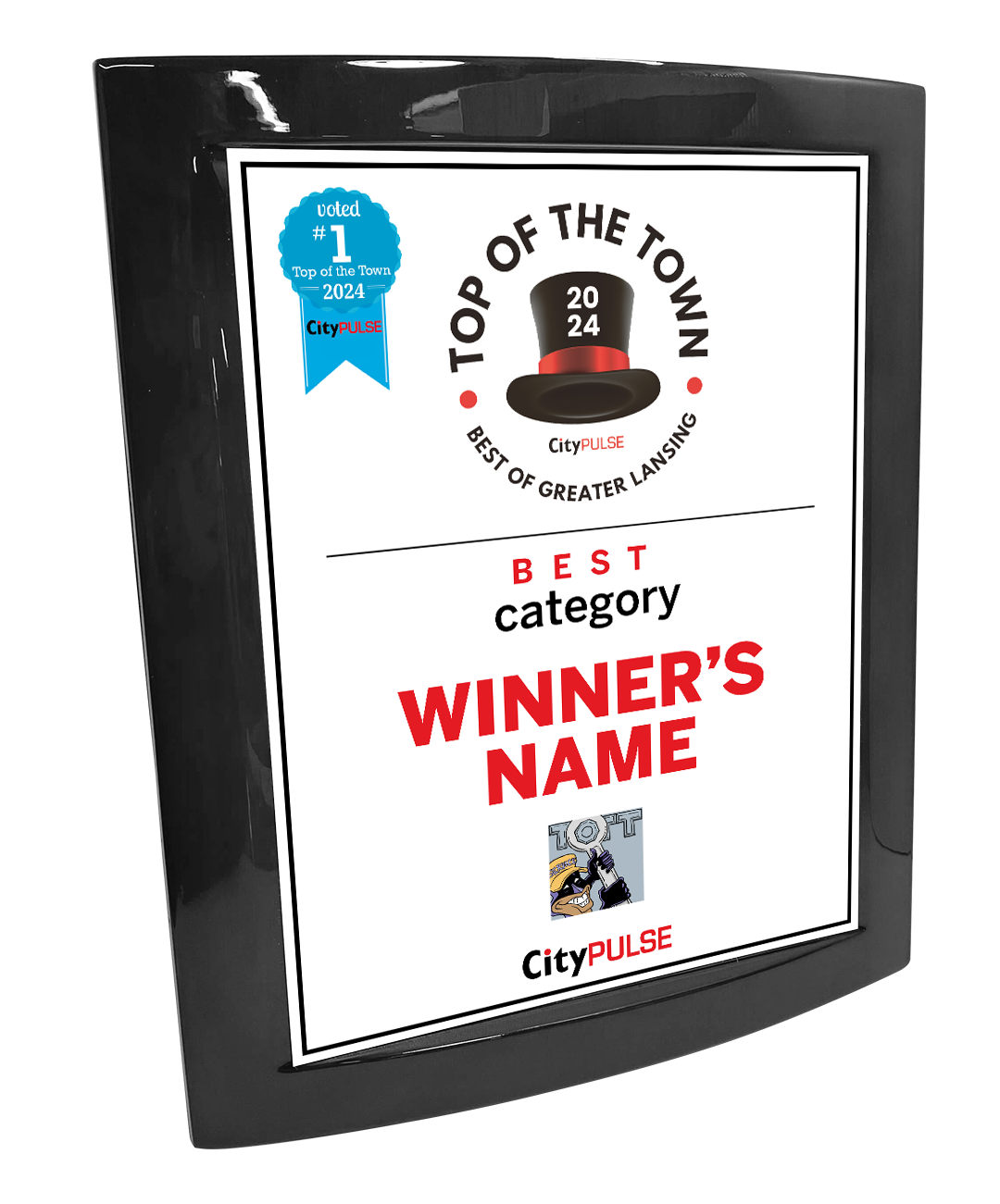 City Pulse: Top of the Town Awards - Eclipse Plaque with Metal Inlay