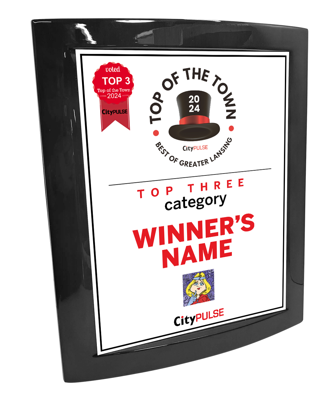 City Pulse: Top of the Town Awards - Eclipse Plaque with Metal Inlay