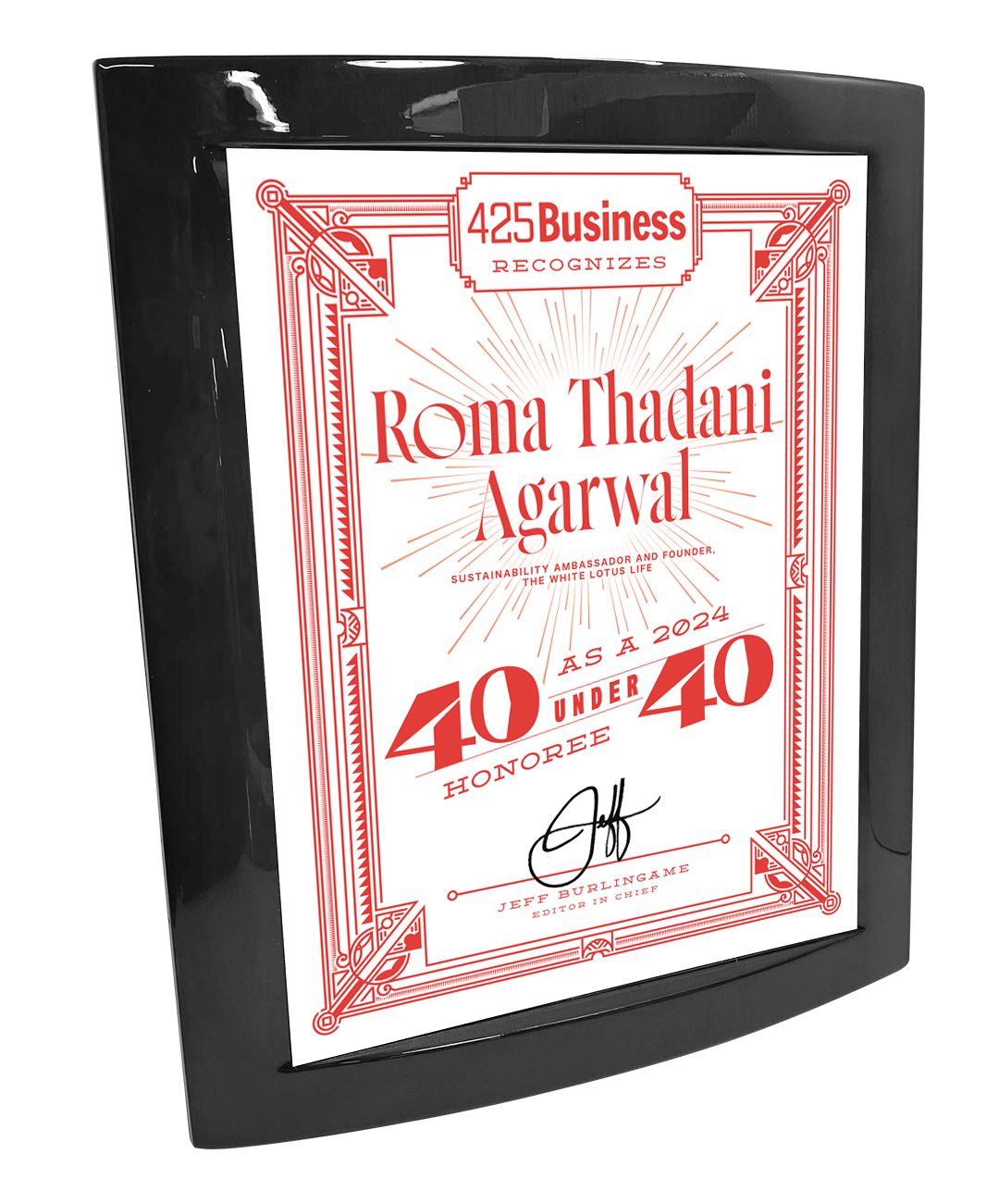 425 Business Magazine 40 Under 40 - Rosewood with Metal Inlay