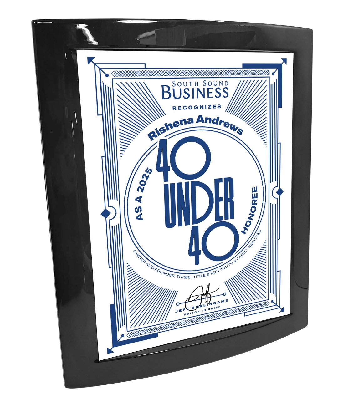 South Sound Business Magazine 40 Under 40 - Rosewood with Metal Inlay