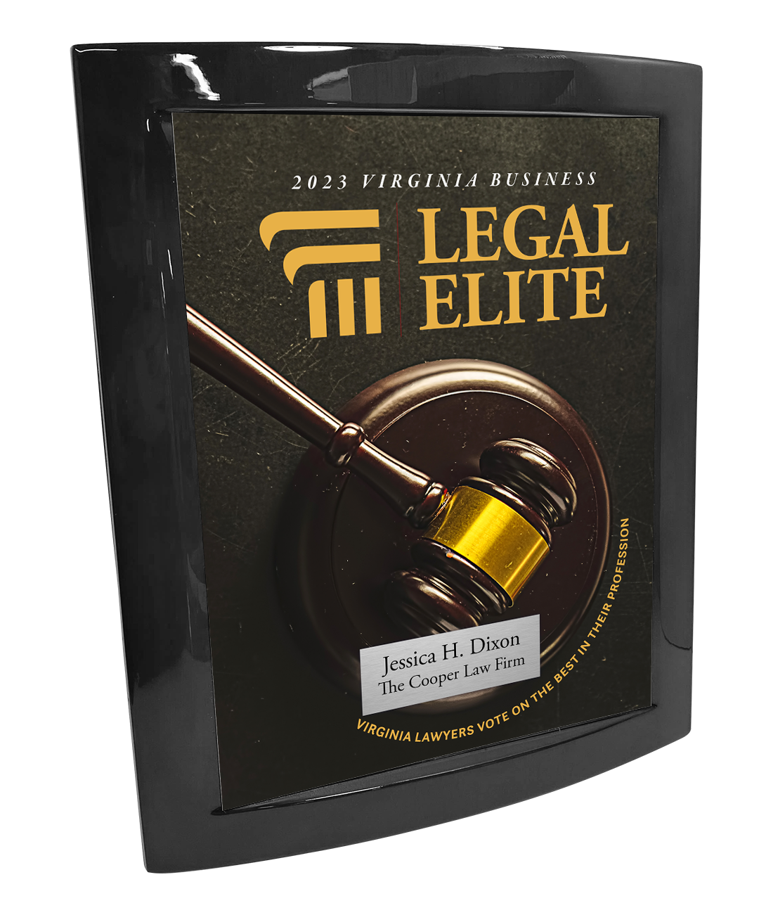 Legal Elite Award Plaque - Piano Finish with Metal Inlay