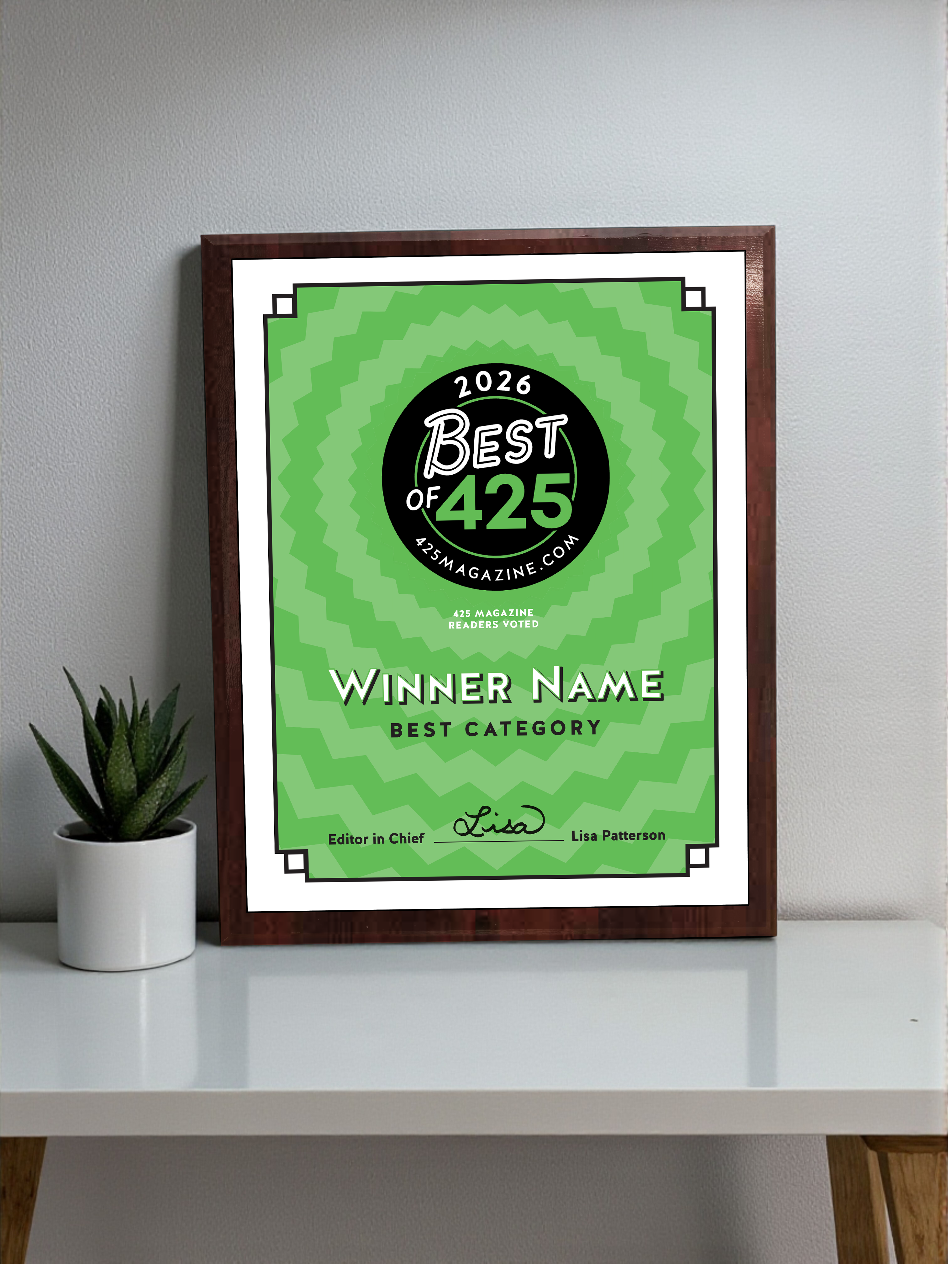 Best of 425 Magazine Award - Classic Plaque