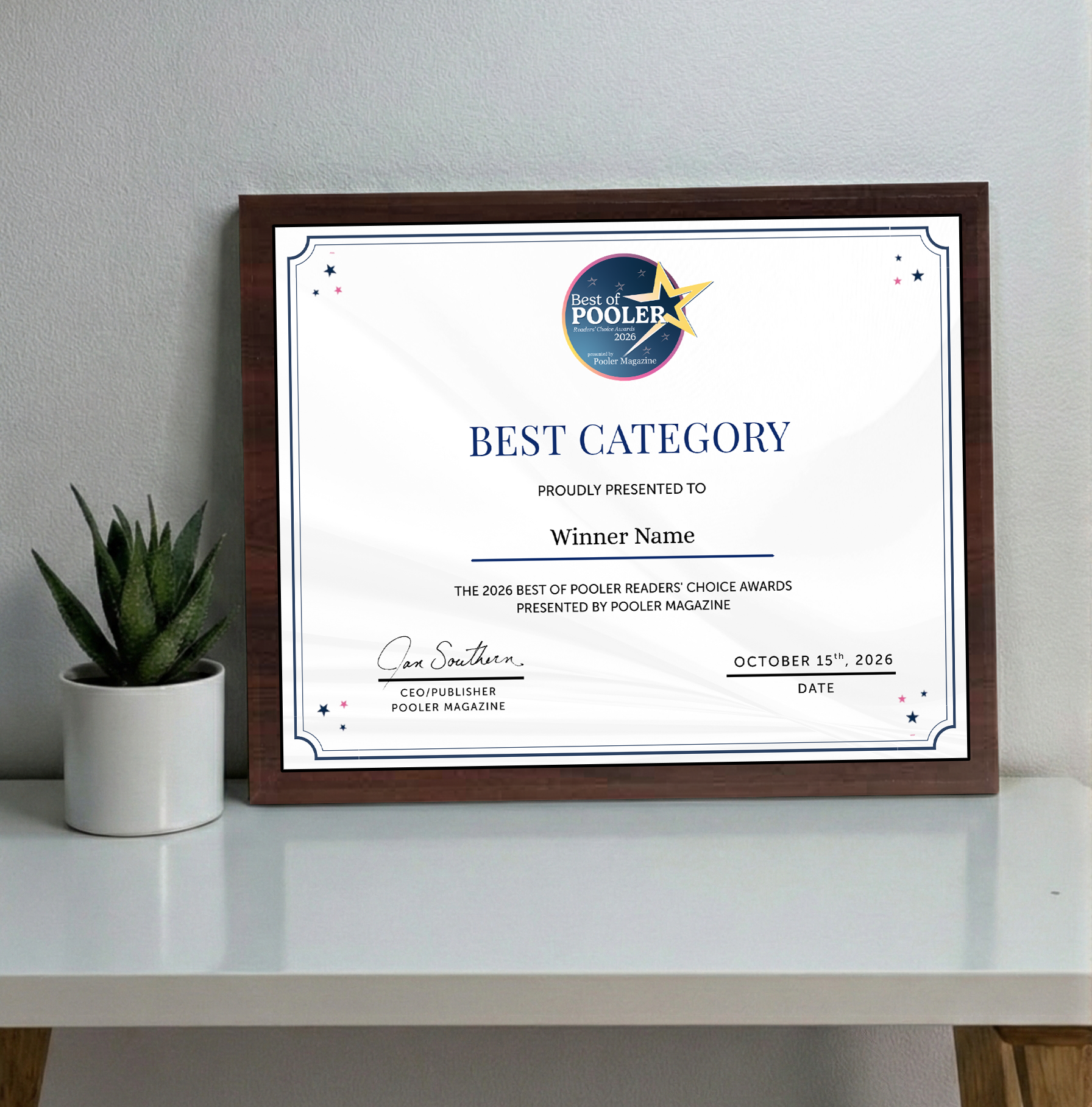 Best of Pooler - Classic Plaque
