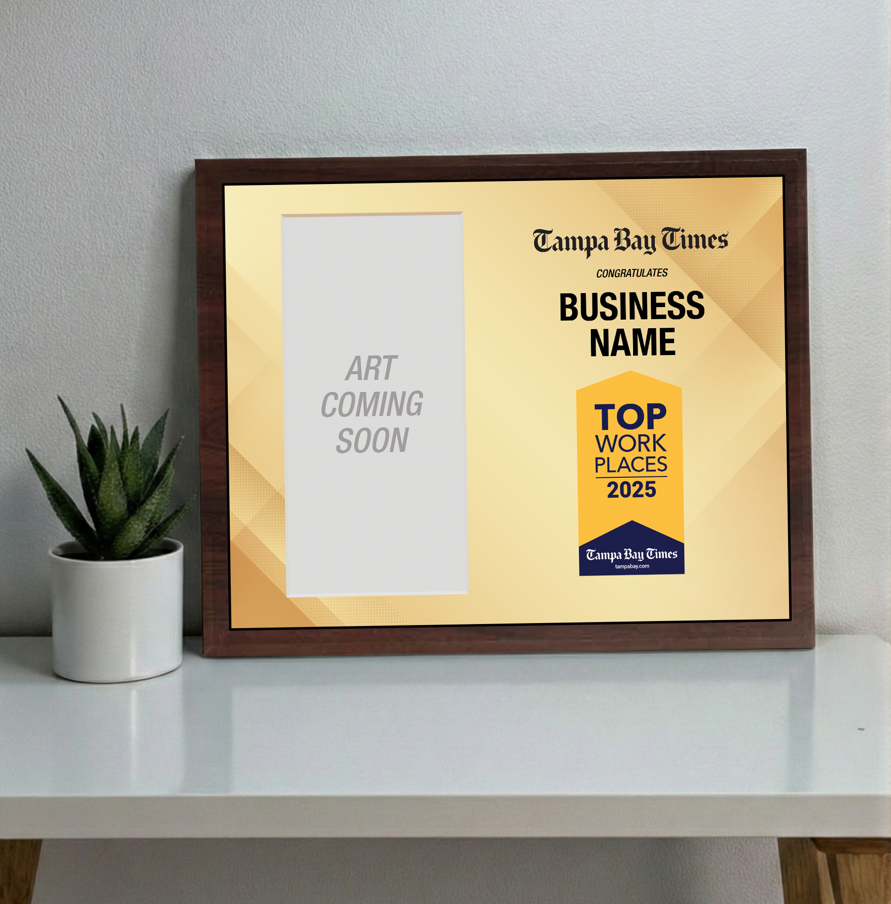 Tampa Bay Times Top Workplaces Award - Classic Plaque