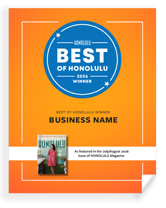"Best of Honolulu" Award Window Decal